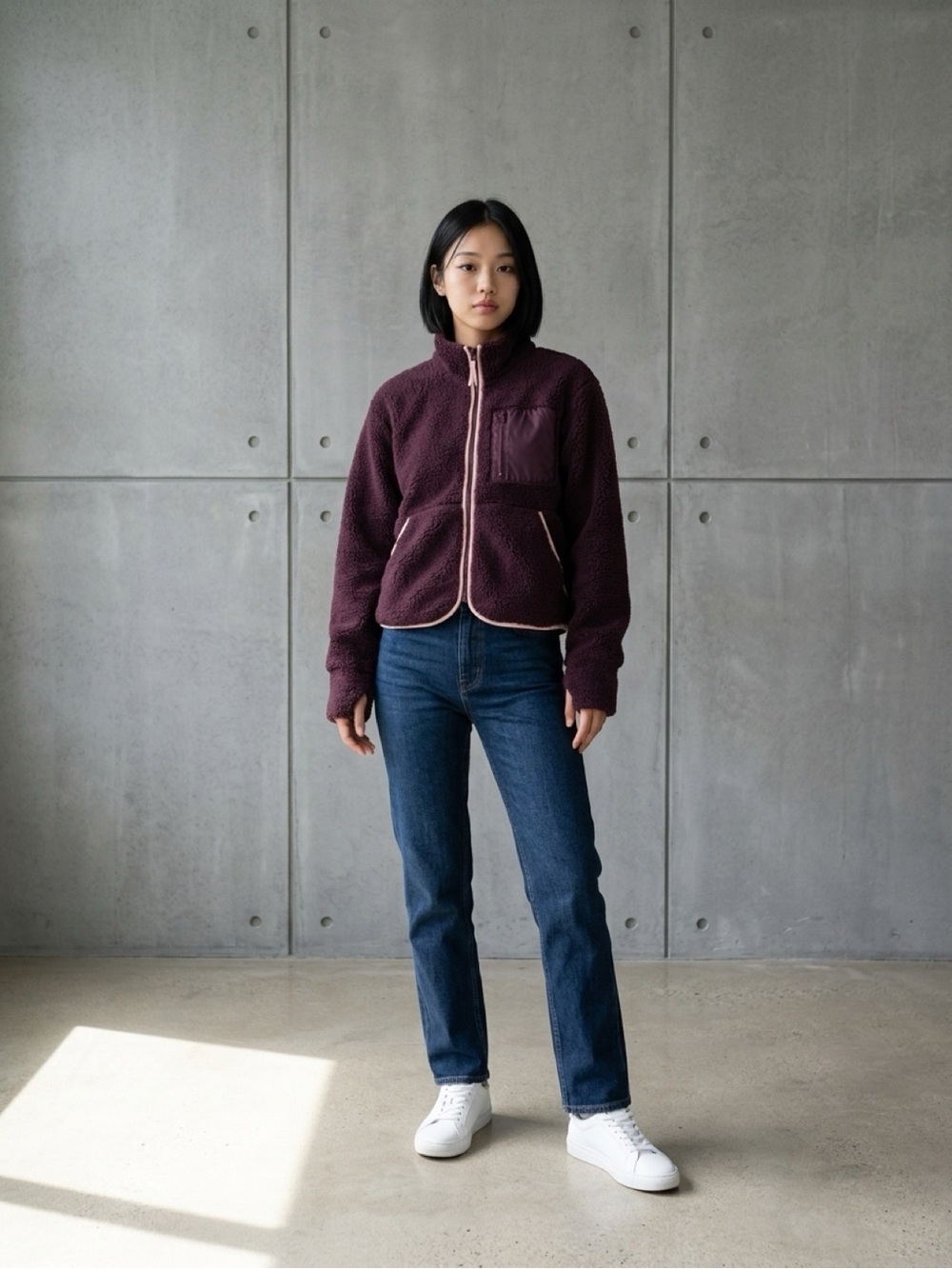 Athleta Girl Cozy Zip-Up Fleece Sweater - Deep Plum